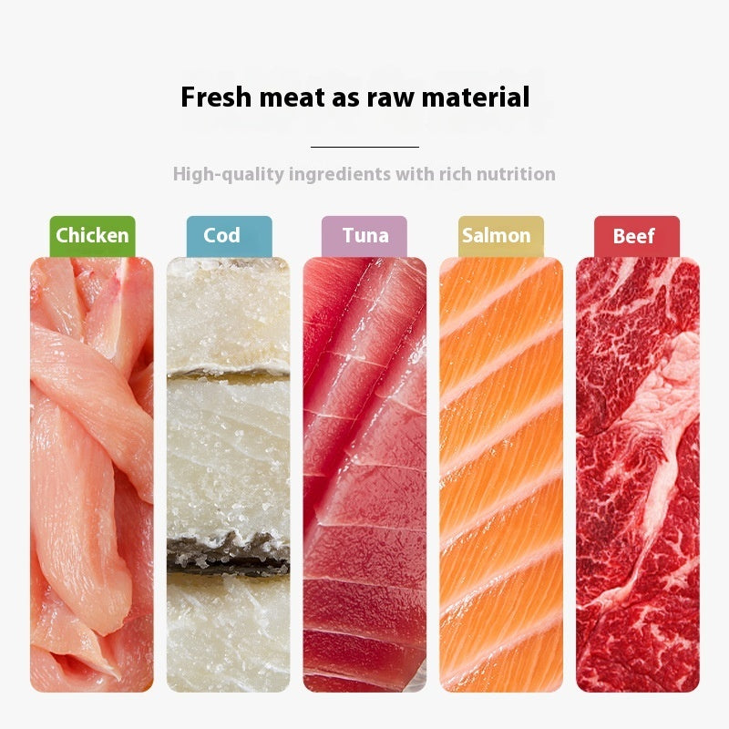 KFX-0945597 Nutritious Cat Strips - Chicken & Egg Yolk, Cod & Fish Roe, Tuna & Fish Seeds, Salmon & Fish Seeds, Abalone & Fish Seeds, 16g Pack