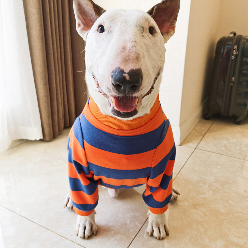 KFX-0946109 Cute Striped Pet T-Shirt in Orange and Blue for Dogs, Available in Sizes S to 3XL