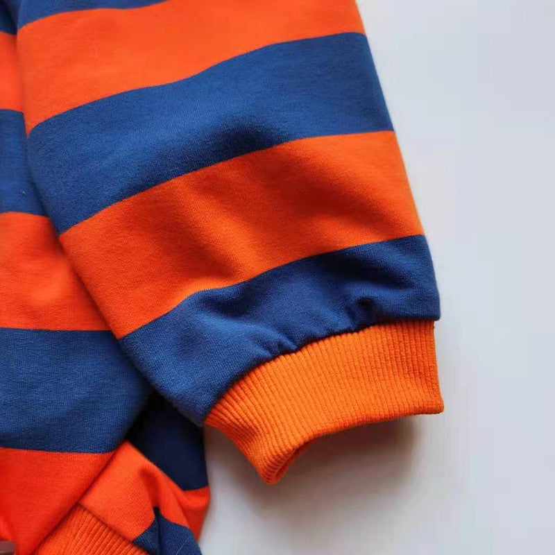 KFX-0946109 Cute Striped Pet T-Shirt in Orange and Blue for Dogs, Available in Sizes S to 3XL