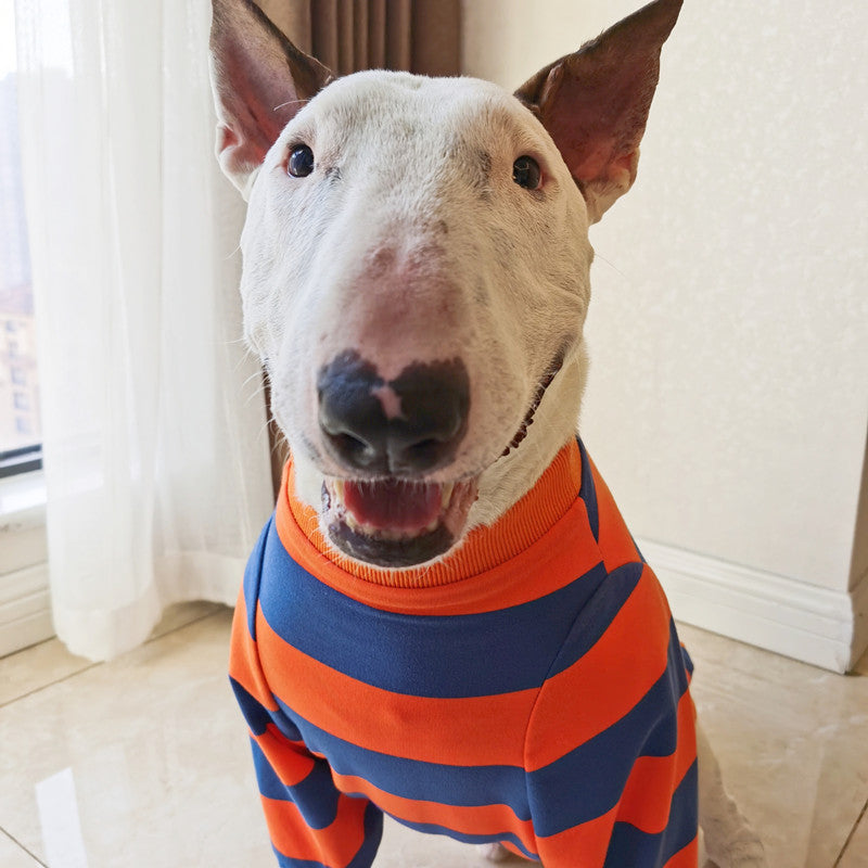 KFX-0946109 Cute Striped Pet T-Shirt in Orange and Blue for Dogs, Available in Sizes S to 3XL