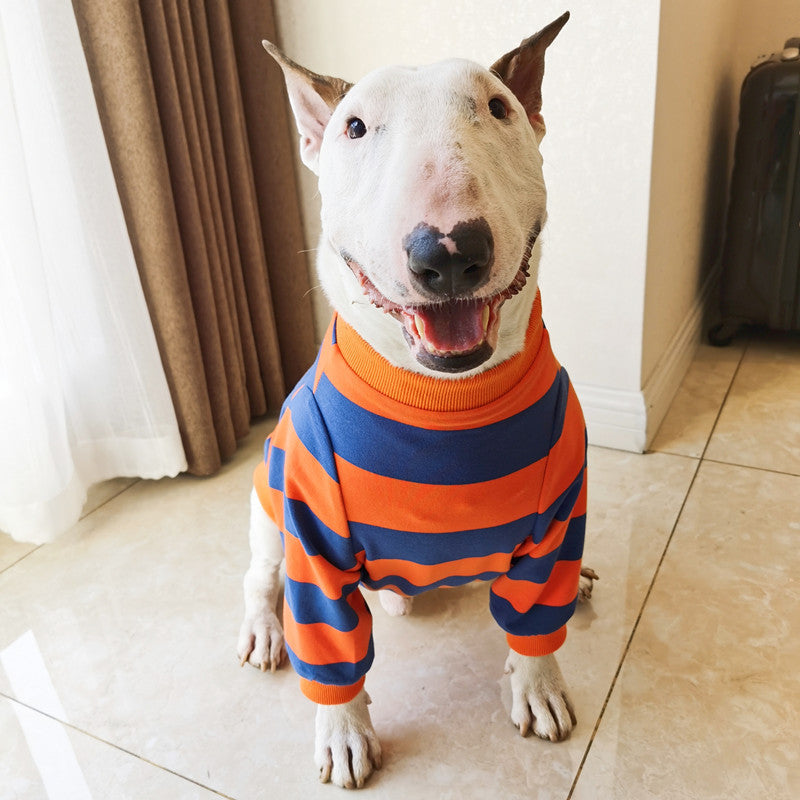 KFX-0946109 Cute Striped Pet T-Shirt in Orange and Blue for Dogs, Available in Sizes S to 3XL