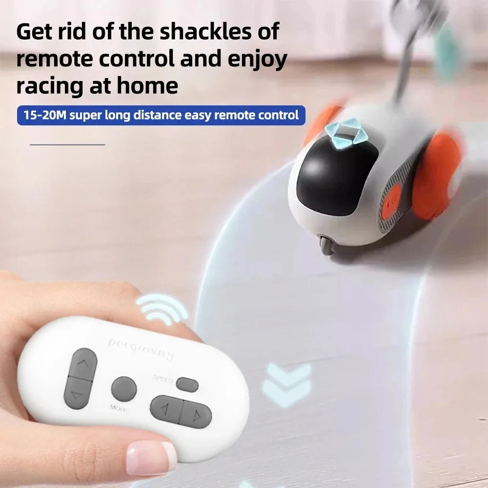 KFX-0947005 Automatic Moving Remote Controlled Toy Car for Cats and Dogs with Obstacle Avoidance and USB Charging