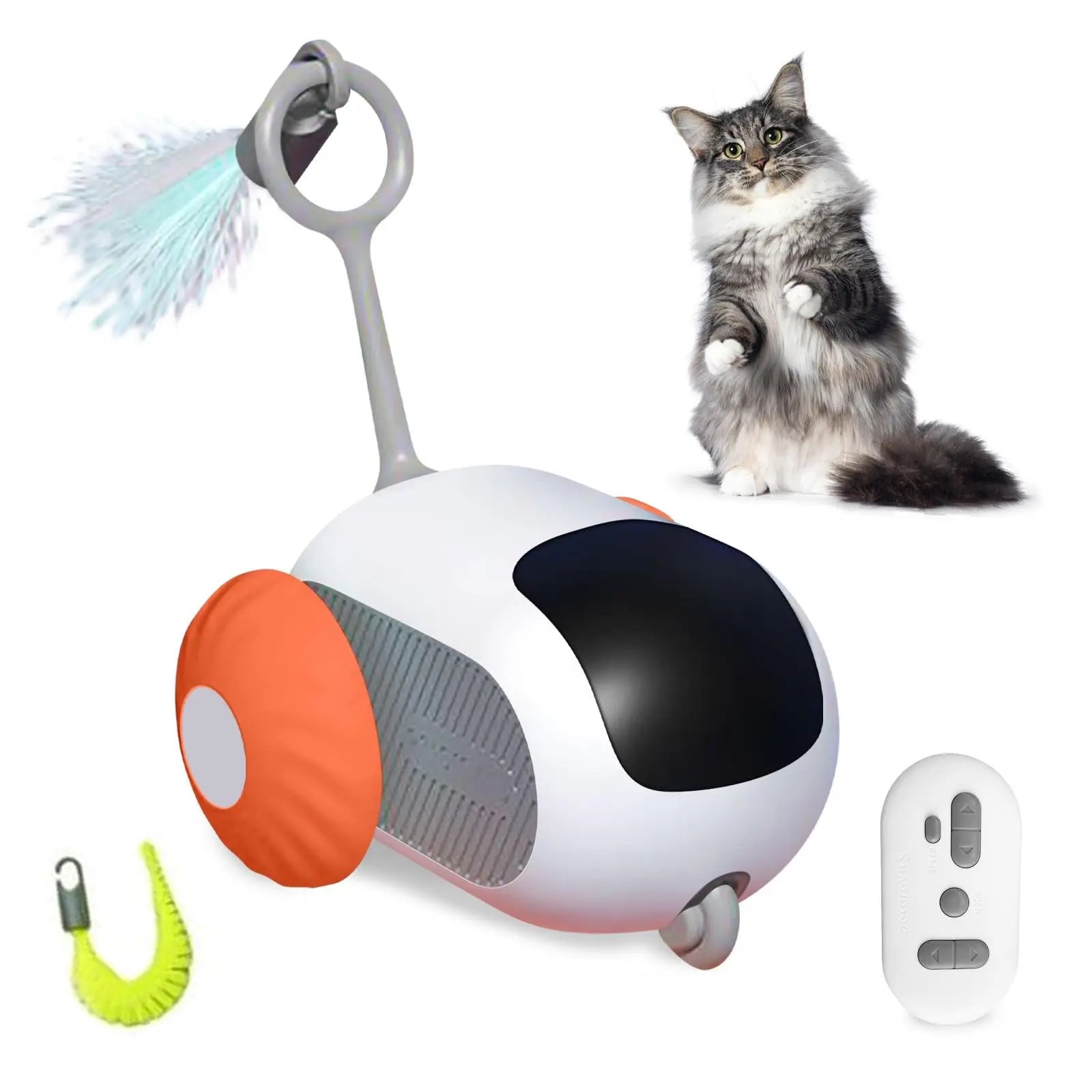 KFX-0947005 Automatic Moving Remote Controlled Toy Car for Cats and Dogs with Obstacle Avoidance and USB Charging