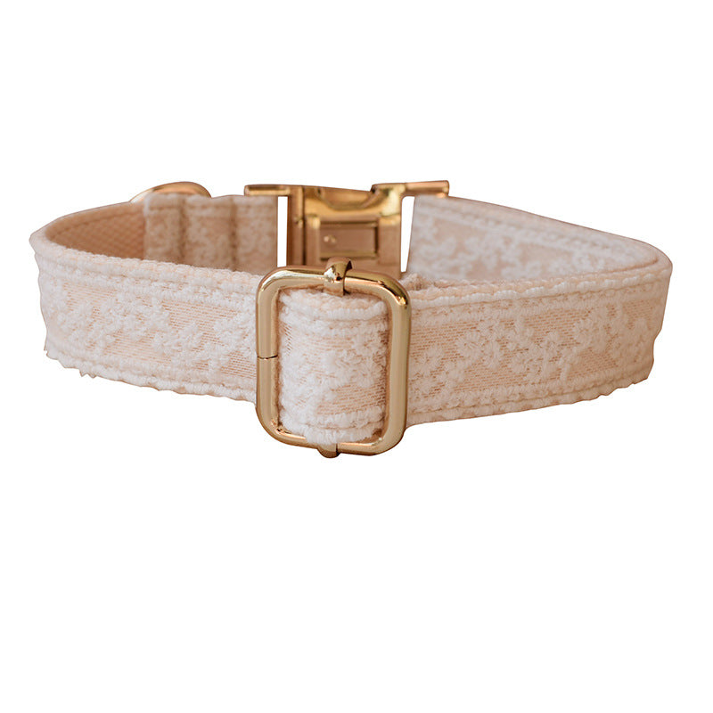 KFX-0947517 Lace Dog Collar with Metal Buckle and Matching Leash Set in Multiple Sizes