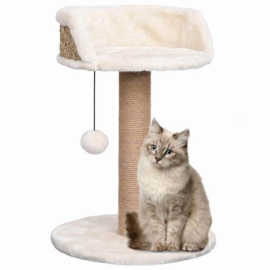 KFX-0948797 Cozy Cat Tree with Seagrass Scratching Post and Hanging Toy, 49 cm Height