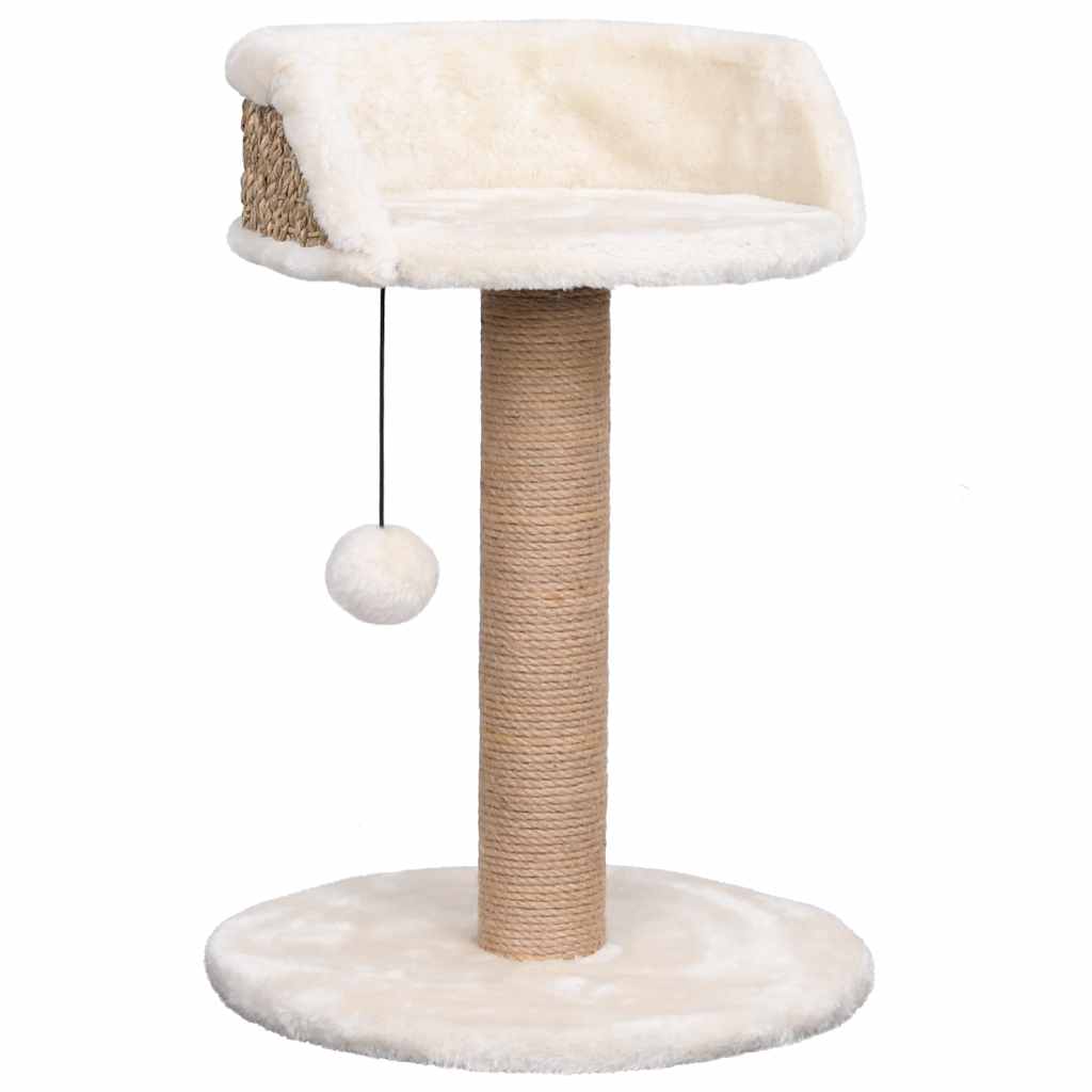 KFX-0948797 Cozy Cat Tree with Seagrass Scratching Post and Hanging Toy, 49 cm Height
