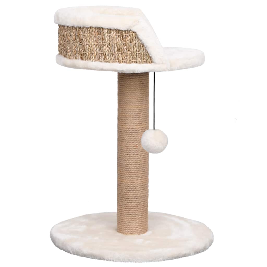 KFX-0948797 Cozy Cat Tree with Seagrass Scratching Post and Hanging Toy, 49 cm Height