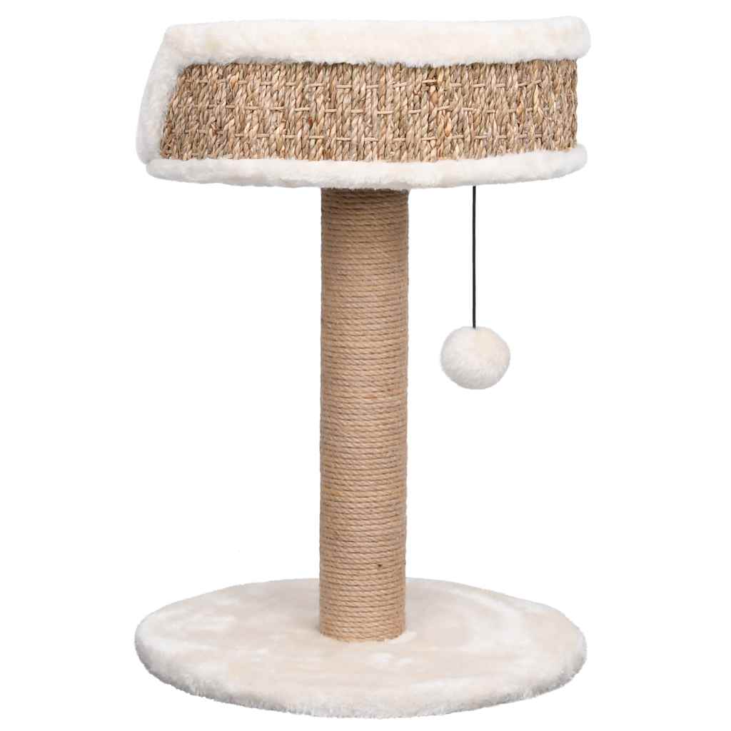 KFX-0948797 Cozy Cat Tree with Seagrass Scratching Post and Hanging Toy, 49 cm Height