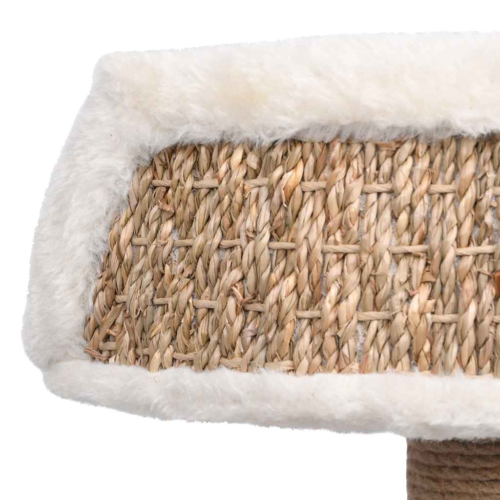 KFX-0948797 Cozy Cat Tree with Seagrass Scratching Post and Hanging Toy, 49 cm Height