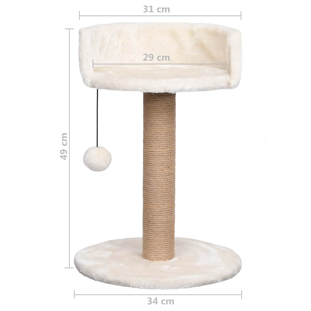 KFX-0948797 Cozy Cat Tree with Seagrass Scratching Post and Hanging Toy, 49 cm Height