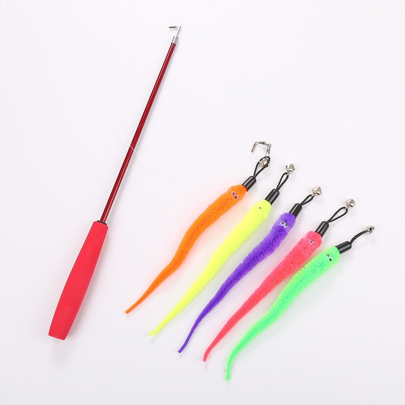 KFX-0950333 Telescopic Cat Wand Toy with Glass Fiber and Plush, Extends to 98cm