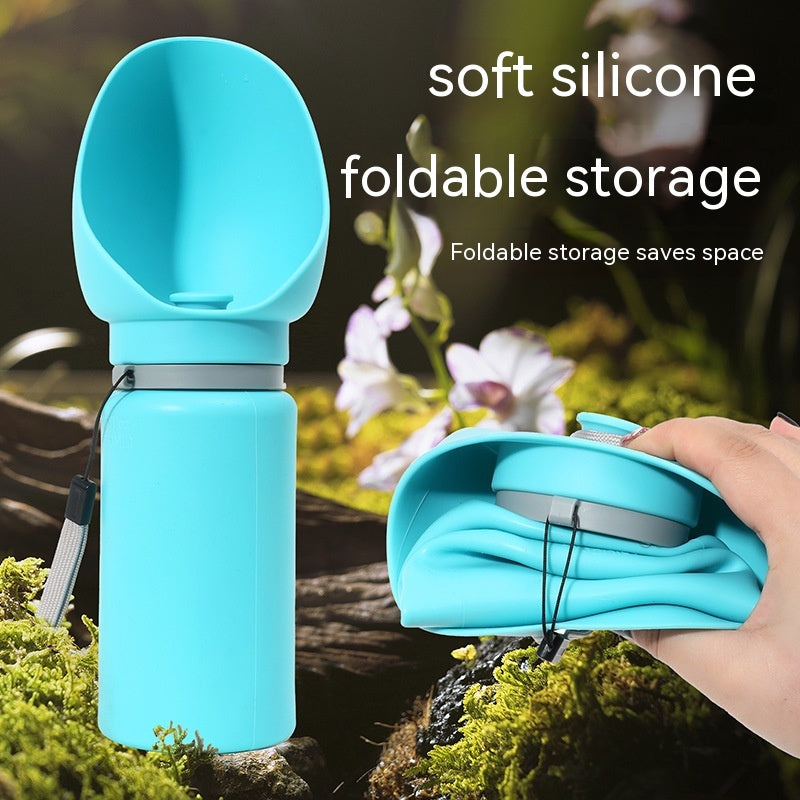KFX-0951357 Portable Folding Pet Water Bottle | BPA-Free Silicone Drinking Dispenser for Dogs and Cats - 550ml
