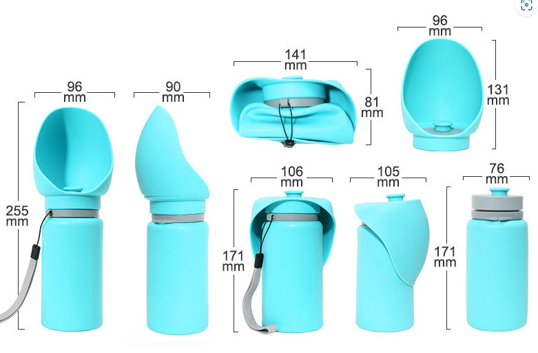 KFX-0951357 Portable Folding Pet Water Bottle | BPA-Free Silicone Drinking Dispenser for Dogs and Cats - 550ml
