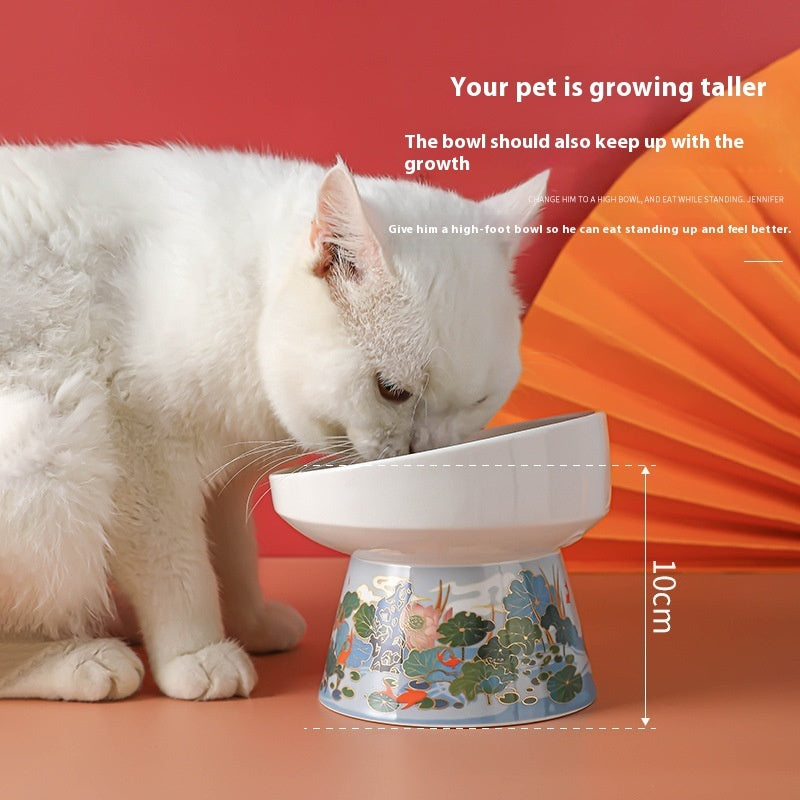 KFX-0951485 Ceramic Cat Bowl with Elevated Legs - Available in Medium Blue and Large Red
