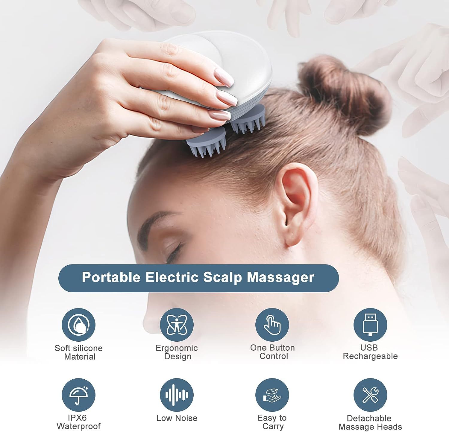 KFX-0952765 Electric Pet Massager for Cats and Dogs - Deep Tissue Soothing Tool with Rechargeable Design and Four Rotating Heads for Joint Relief and Relaxation