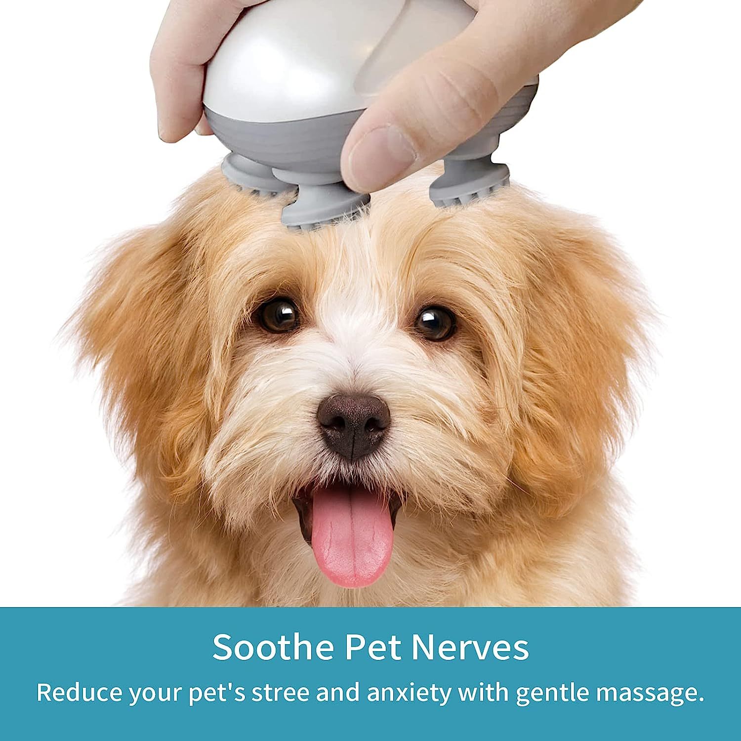 KFX-0952765 Electric Pet Massager for Cats and Dogs - Deep Tissue Soothing Tool with Rechargeable Design and Four Rotating Heads for Joint Relief and Relaxation