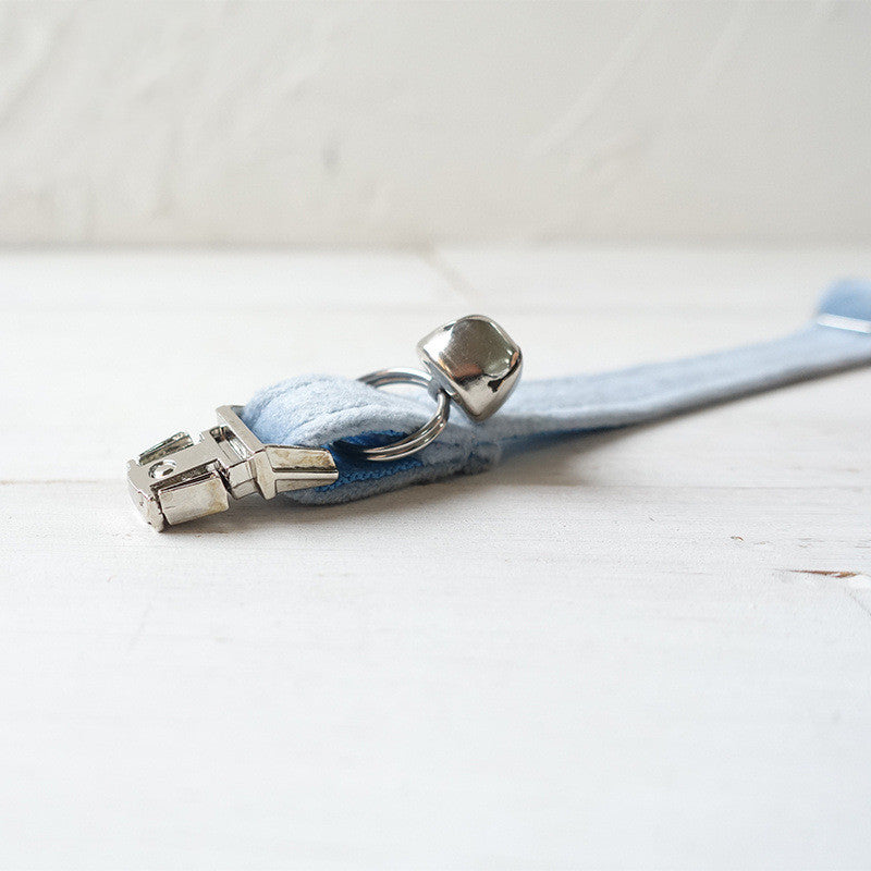 KFX-0953277 Sky Blue Thick Velvet Cat Collar - Soft and Comfortable Polyester Design