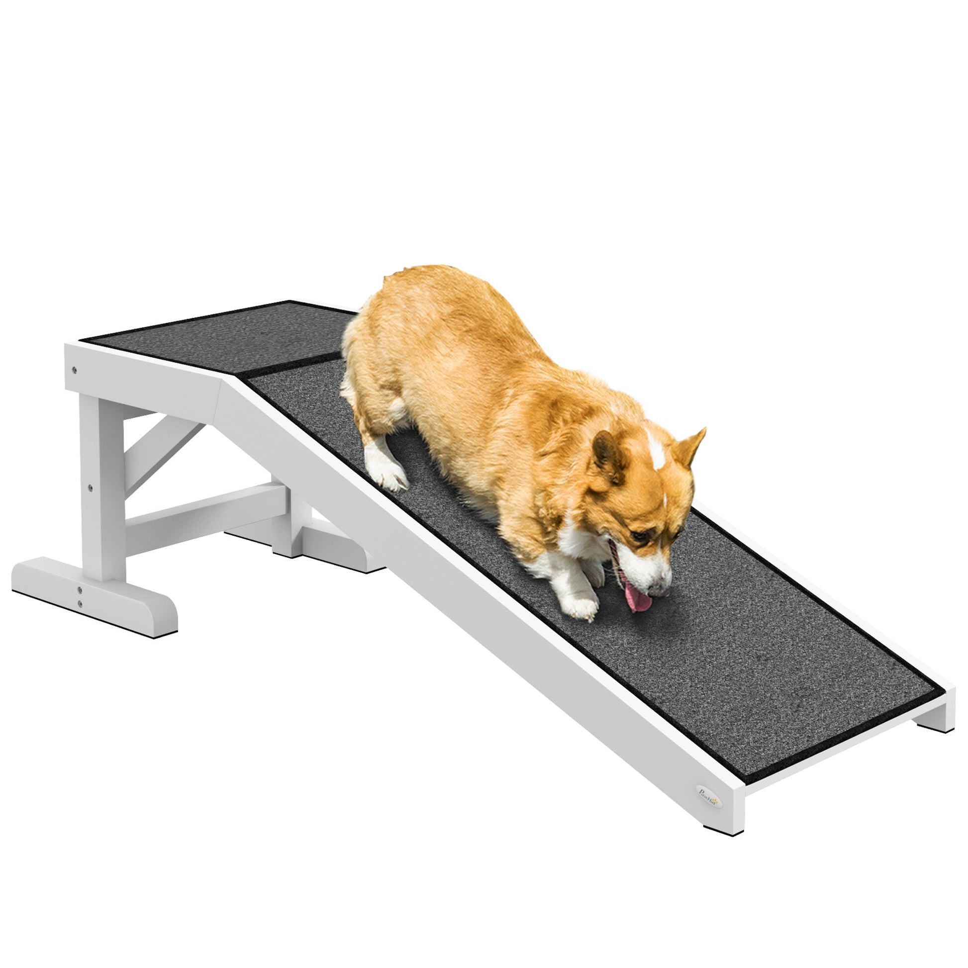 KFX-0956733 49" Non-Slip Pet Ramp for Dogs and Cats, High-Quality Pine Wood with Carpet Surface