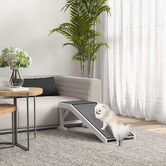 KFX-0956733 49" Non-Slip Pet Ramp for Dogs and Cats, High-Quality Pine Wood with Carpet Surface