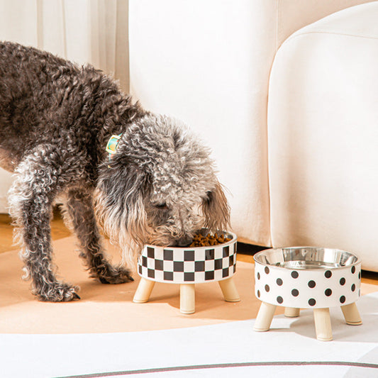 KFX-0957245 Tall Stainless Steel Pet Bowl for Cats and Dogs - Non-Slip Anti-Tumble Design, Large Capacity