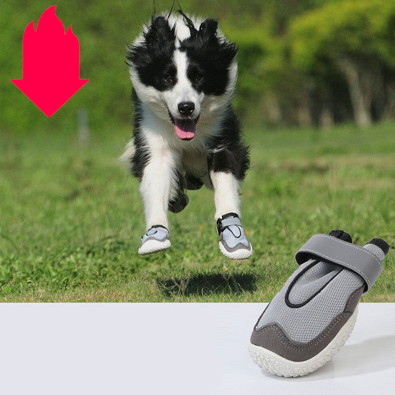 KFX-0957885 Wear-Resistant Breathable Dog Shoes with Reflective Tape and Rubber Outsole