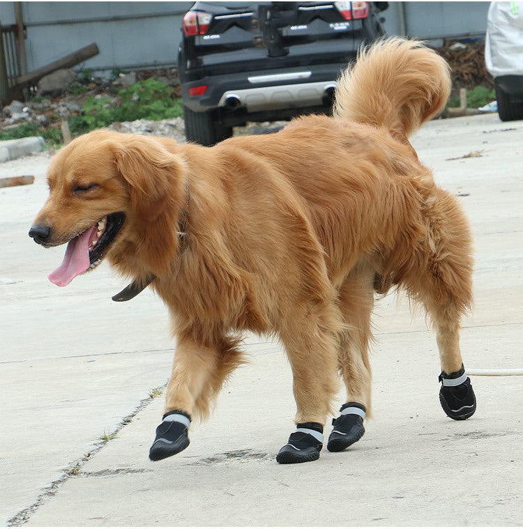 KFX-0957885 Wear-Resistant Breathable Dog Shoes with Reflective Tape and Rubber Outsole
