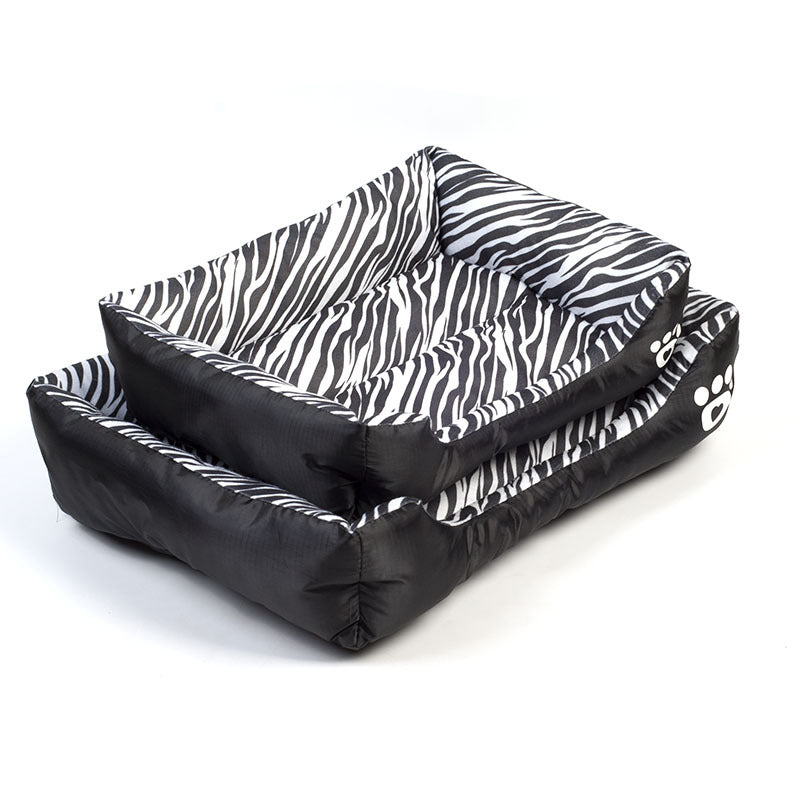 KFX-0961085 Pet Cotton Nest with Animal Patterns - Short Plush Dog Kennel in Leopard, Deer, and Zebra Designs, Available in S, M, L Sizes