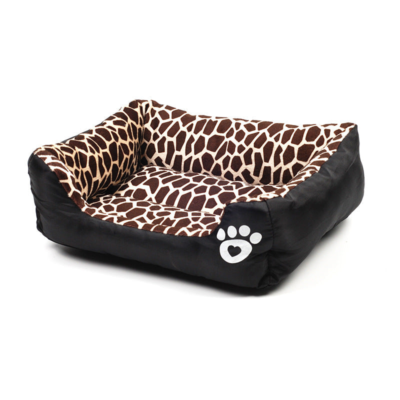 KFX-0961085 Pet Cotton Nest with Animal Patterns - Short Plush Dog Kennel in Leopard, Deer, and Zebra Designs, Available in S, M, L Sizes