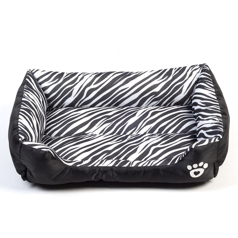 KFX-0961085 Pet Cotton Nest with Animal Patterns - Short Plush Dog Kennel in Leopard, Deer, and Zebra Designs, Available in S, M, L Sizes