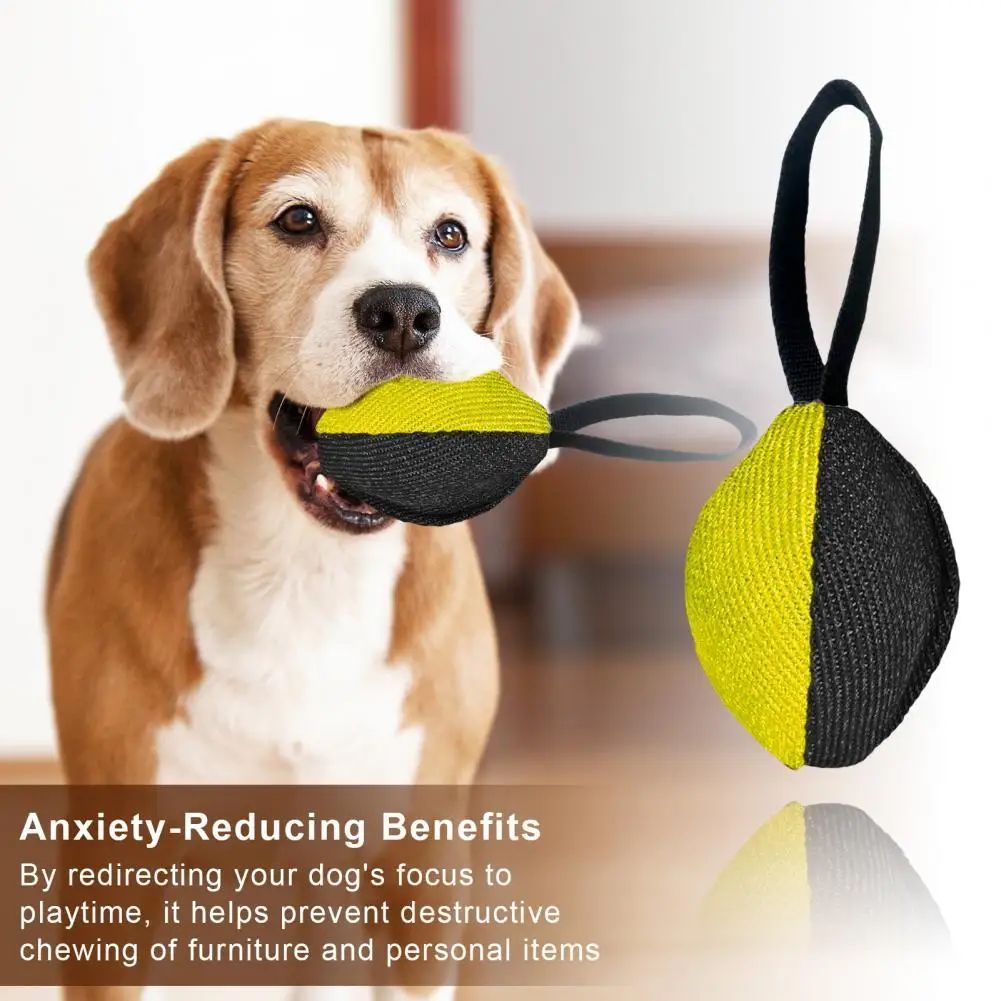 KFX-0961853 Durable Linen Tug Toy with T-Shaped Pull Tab for Interactive Dog Training and Agility Development