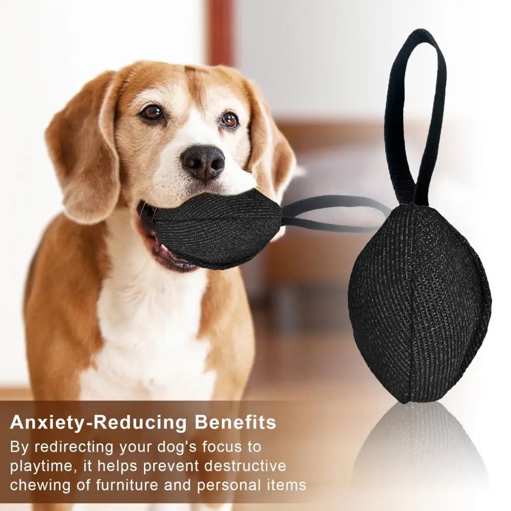KFX-0961853 Durable Linen Tug Toy with T-Shaped Pull Tab for Interactive Dog Training and Agility Development