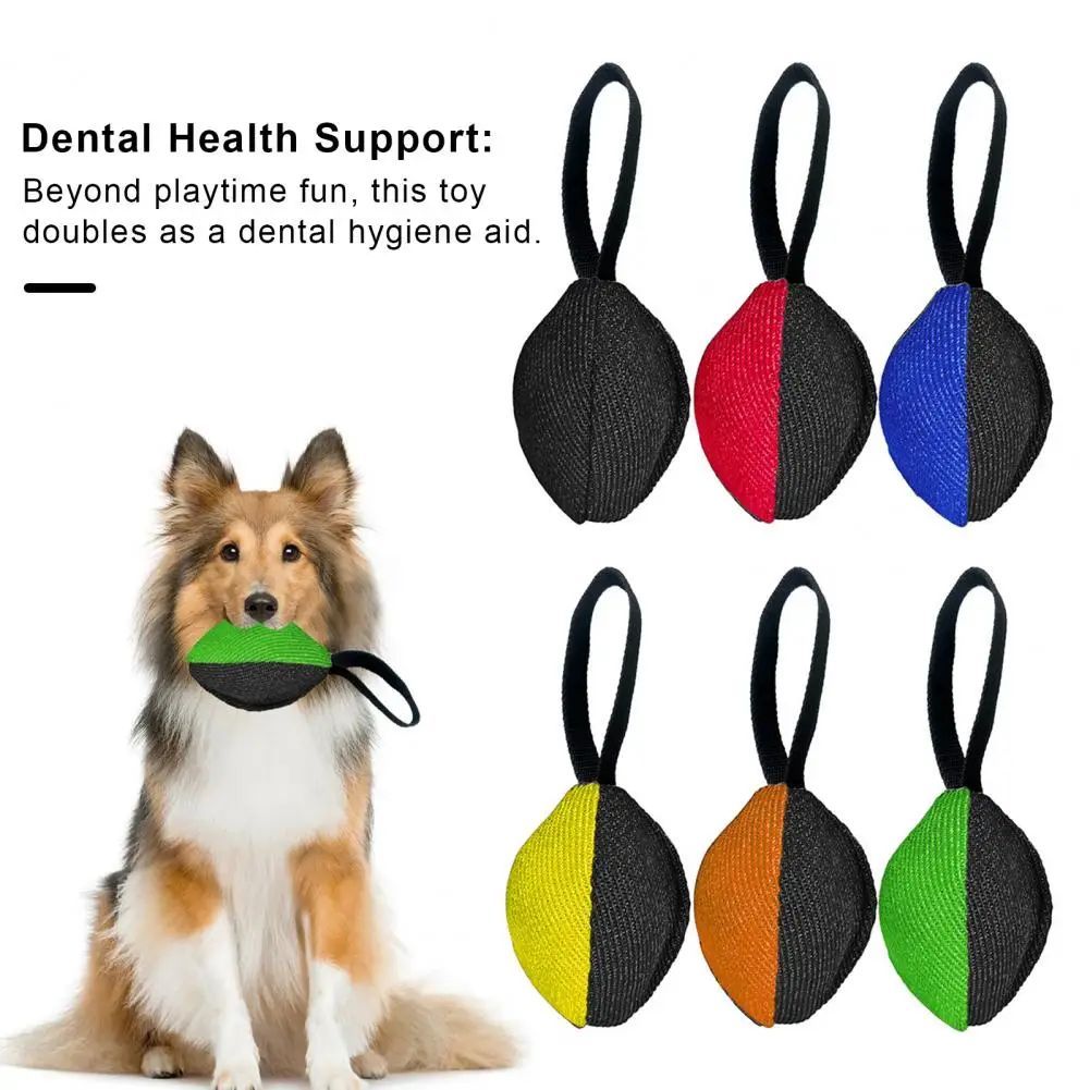 KFX-0961853 Durable Linen Tug Toy with T-Shaped Pull Tab for Interactive Dog Training and Agility Development