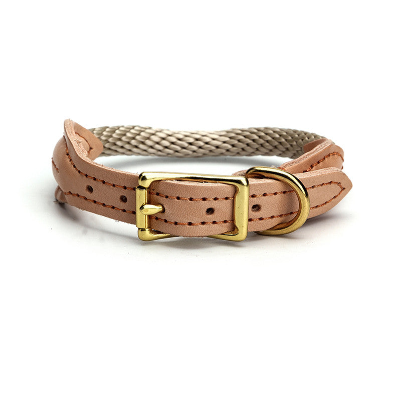 KFX-0963005 Adjustable Cowhide Dog Collar with Nylon Design - Multiple Sizes Available