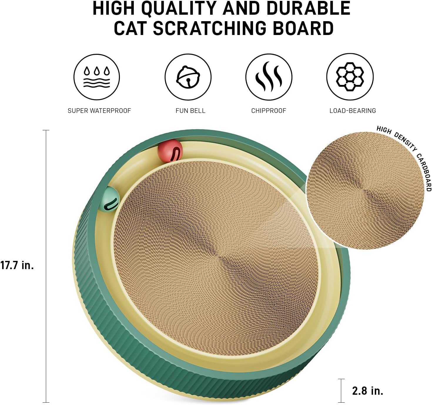KFX-0964285 Large Cat Scratching Board with Track and Plush Ball - Eco-Friendly Cardboard Scratcher for Indoor Cats