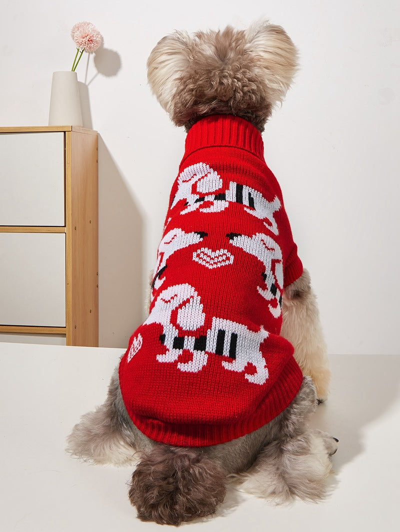 KFX-0964797 Cozy Knitted Gray Deer Pet Sweater for Holiday Seasons