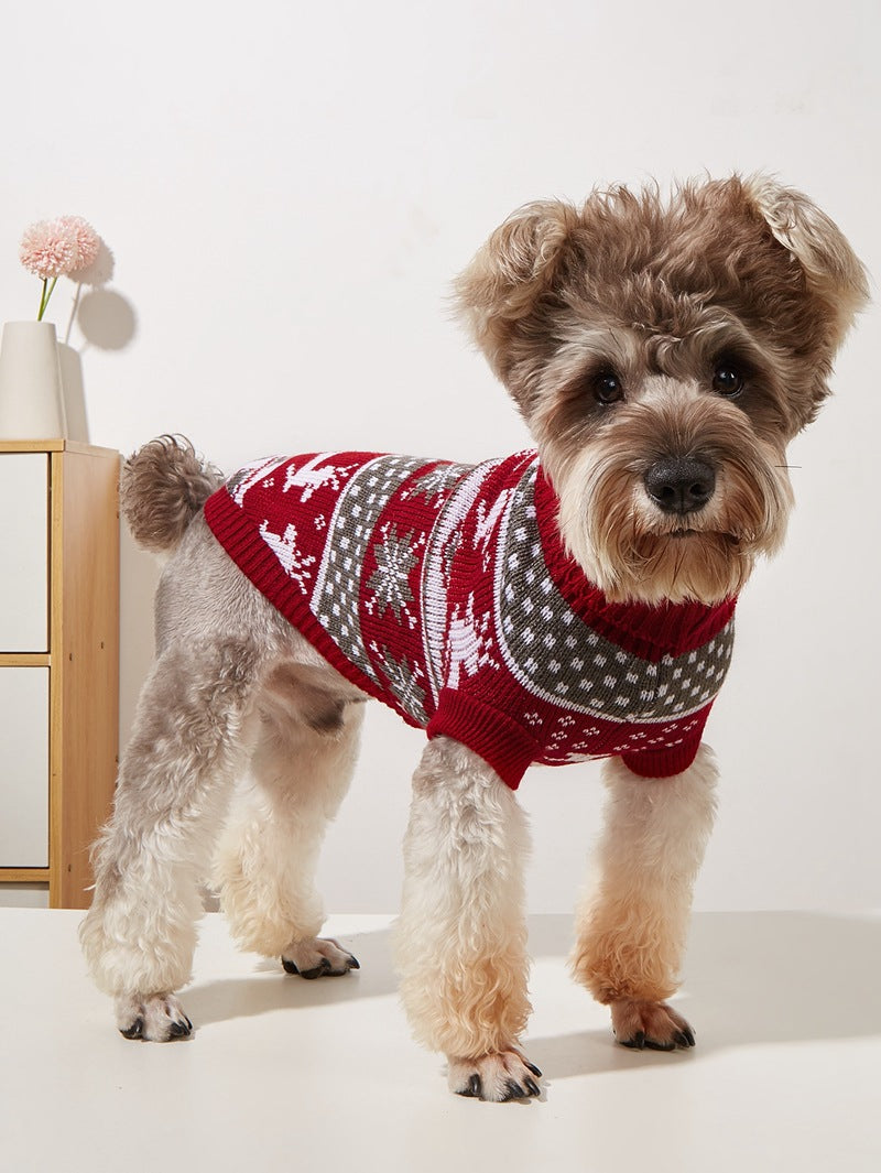 KFX-0964797 Cozy Knitted Gray Deer Pet Sweater for Holiday Seasons