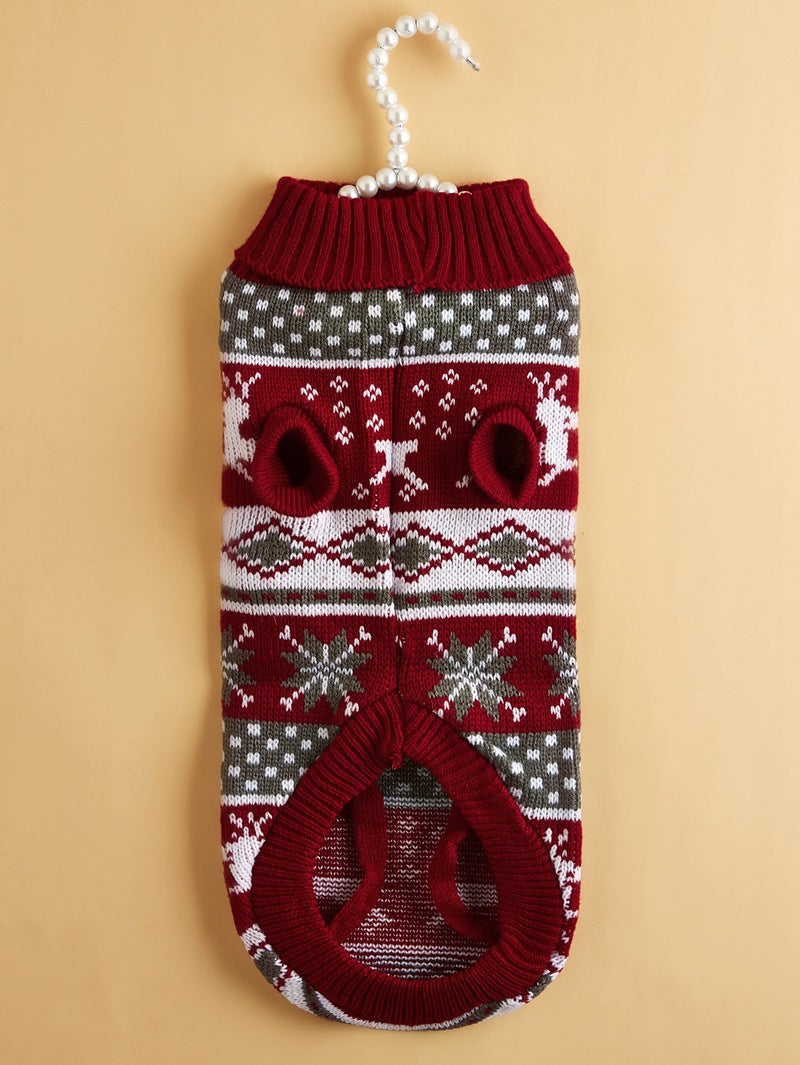 KFX-0964797 Cozy Knitted Gray Deer Pet Sweater for Holiday Seasons