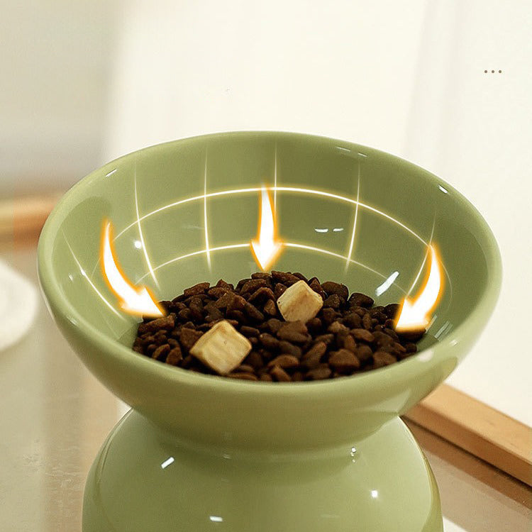 KFX-0966973 Ceramic Cat Bowl with Oblique Design for Comfortable Feeding and Water Access
