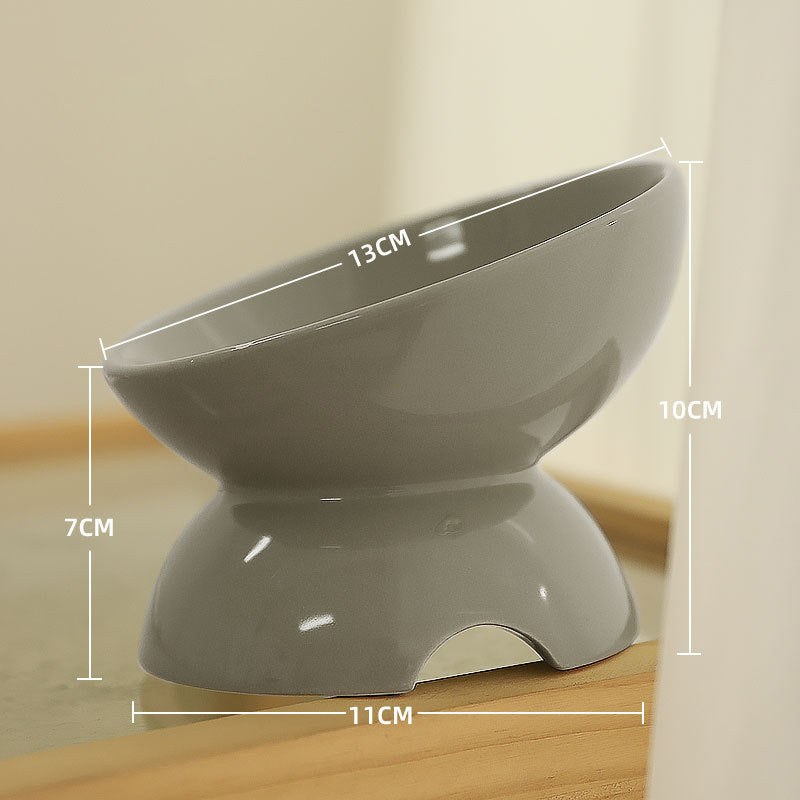 KFX-0966973 Ceramic Cat Bowl with Oblique Design for Comfortable Feeding and Water Access