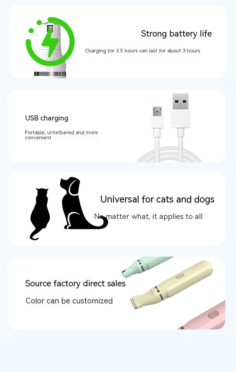 KFX-0970557 4 In 1 Electric Pet Shaver with USB Charging and 4 Attachments for Grooming