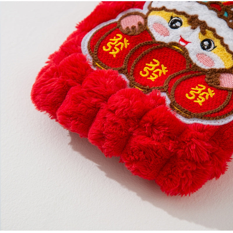KFX-0971325 Lunar New Year Lion Dance Pet Vest for Small Dogs and Cats - Cozy Fleece Coat with Leash Ring