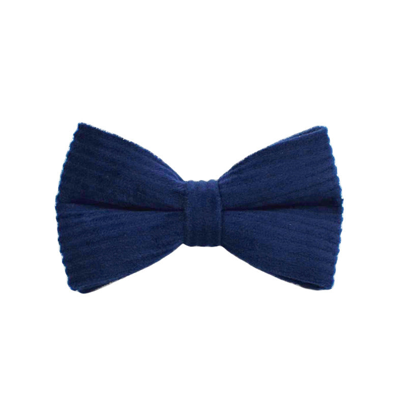 KFX-0972349 Navy Blue Corduroy Five-Piece Pet Accessory Set: Collar, Leash, Bow, Vest, Poop Bag