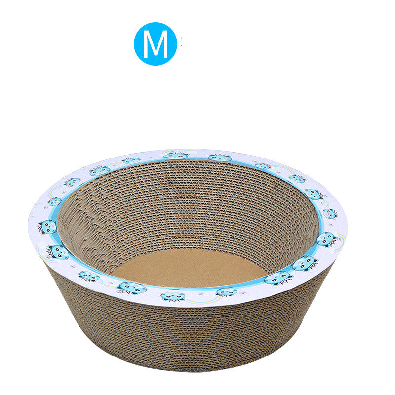KFX-0972733 Bowl-Shaped Corrugated Paper Cat Scratching Board in Wood Color