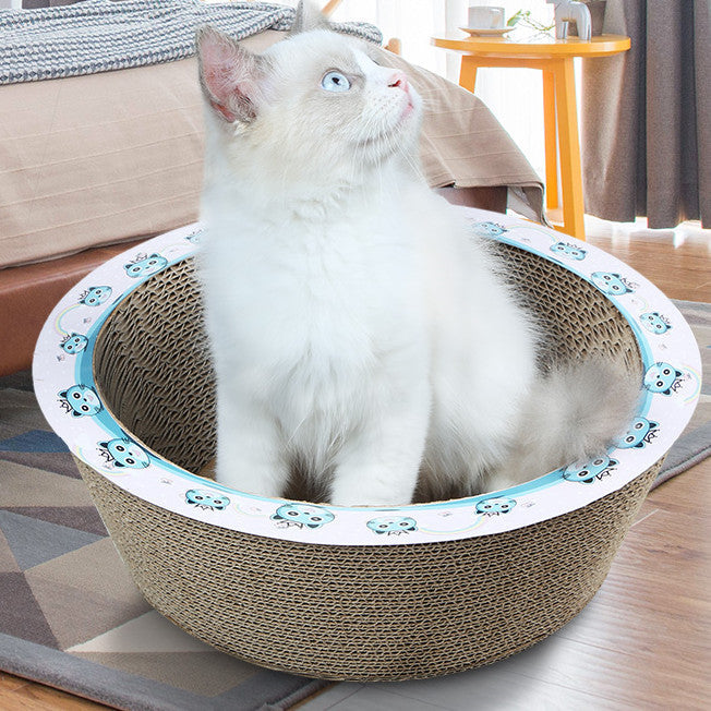 KFX-0972733 Bowl-Shaped Corrugated Paper Cat Scratching Board in Wood Color