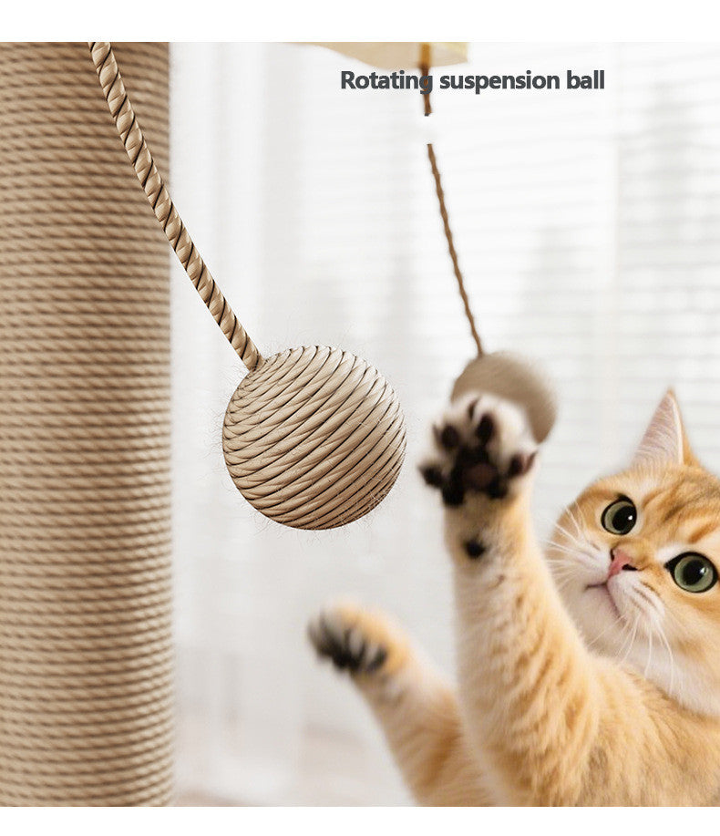 KFX-0973373 Windmill Hanging Ball Cat Toy – Scratch-Resistant Climbing Frame with Pine and Carpet Leather