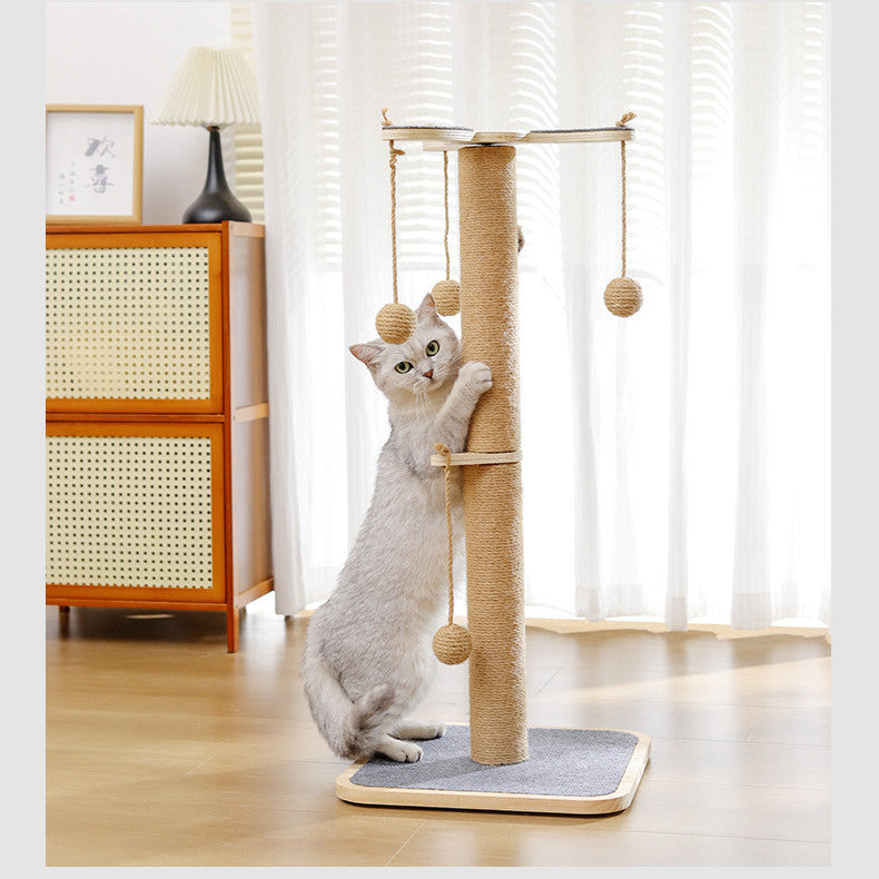 KFX-0973373 Windmill Hanging Ball Cat Toy – Scratch-Resistant Climbing Frame with Pine and Carpet Leather