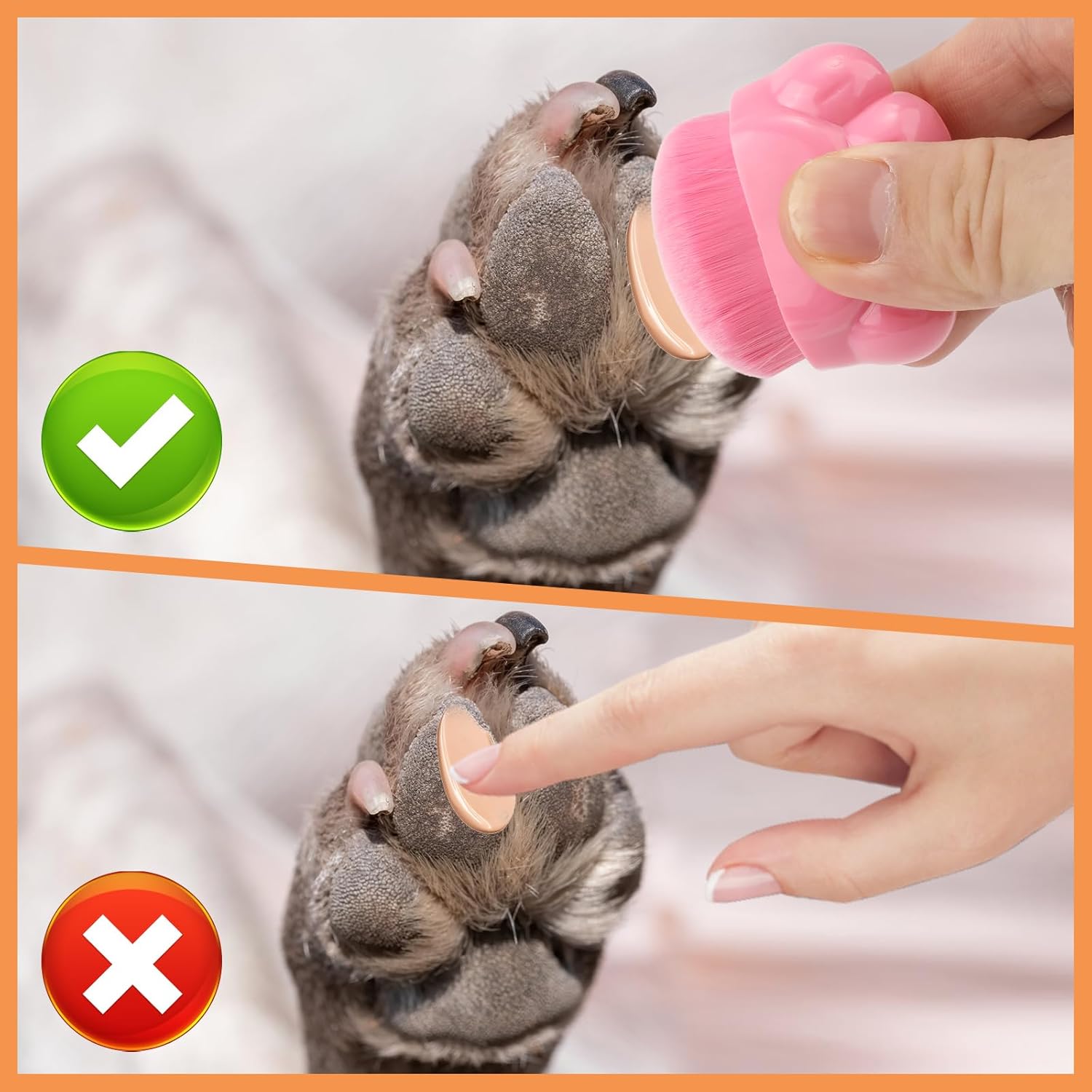 KFX-0974013 Pet Paw Balm Brush Set - 3 Pack for Dogs and Cats, Soft Fiber Brush with Cute Paw Design, Ideal for Paw Care and Skincare
