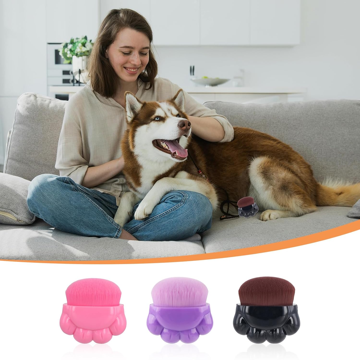 KFX-0974013 Pet Paw Balm Brush Set - 3 Pack for Dogs and Cats, Soft Fiber Brush with Cute Paw Design, Ideal for Paw Care and Skincare