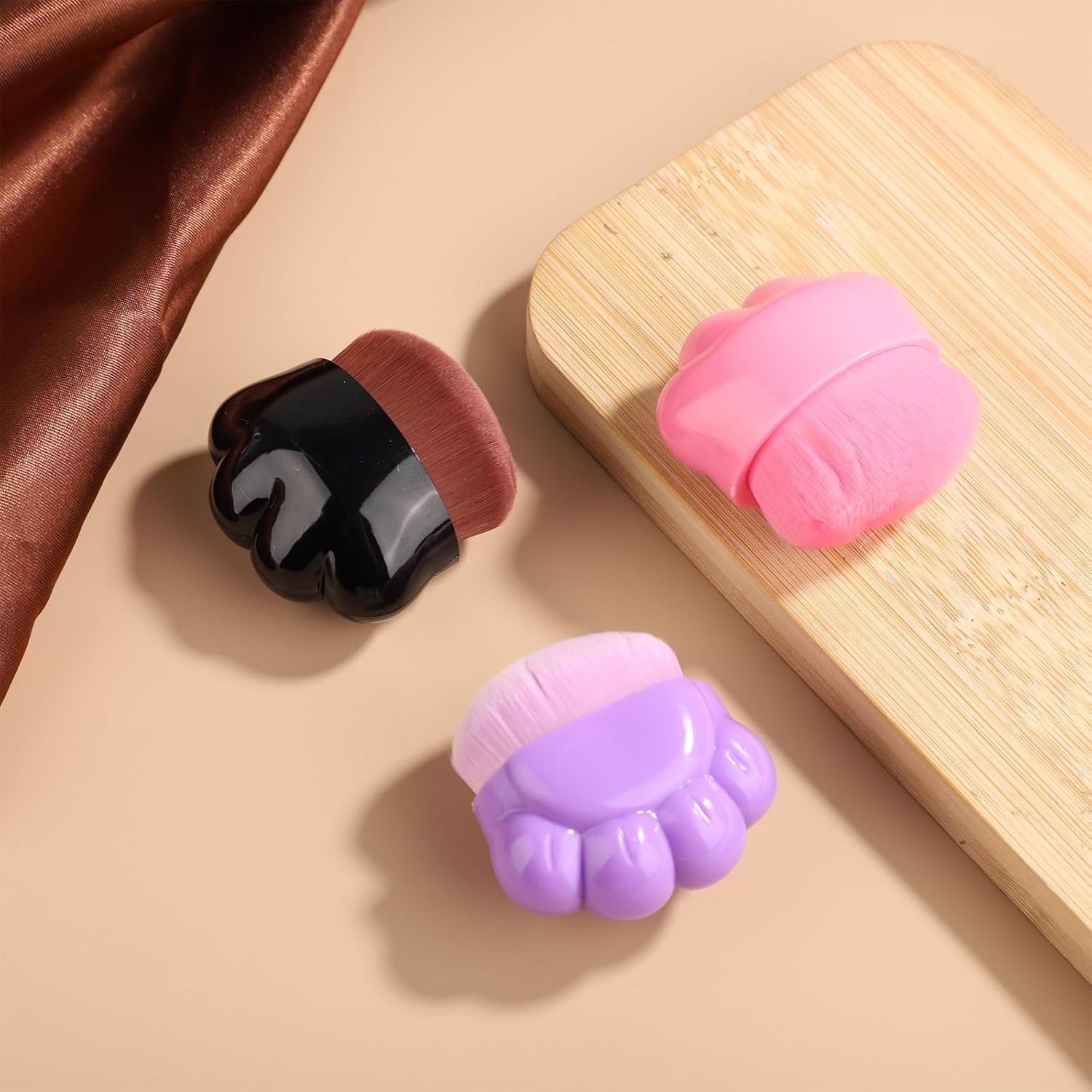 KFX-0974013 Pet Paw Balm Brush Set - 3 Pack for Dogs and Cats, Soft Fiber Brush with Cute Paw Design, Ideal for Paw Care and Skincare