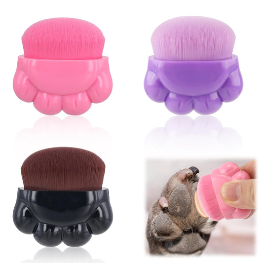 KFX-0974013 Pet Paw Balm Brush Set - 3 Pack for Dogs and Cats, Soft Fiber Brush with Cute Paw Design, Ideal for Paw Care and Skincare
